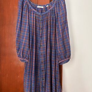 Doen Blue and Red Plaid Mini Dress